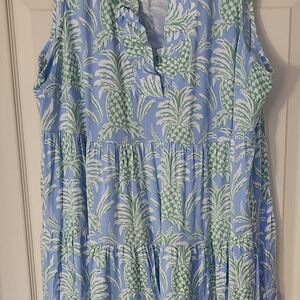 Crown & Ivy Blue and Green Pineapple Dress